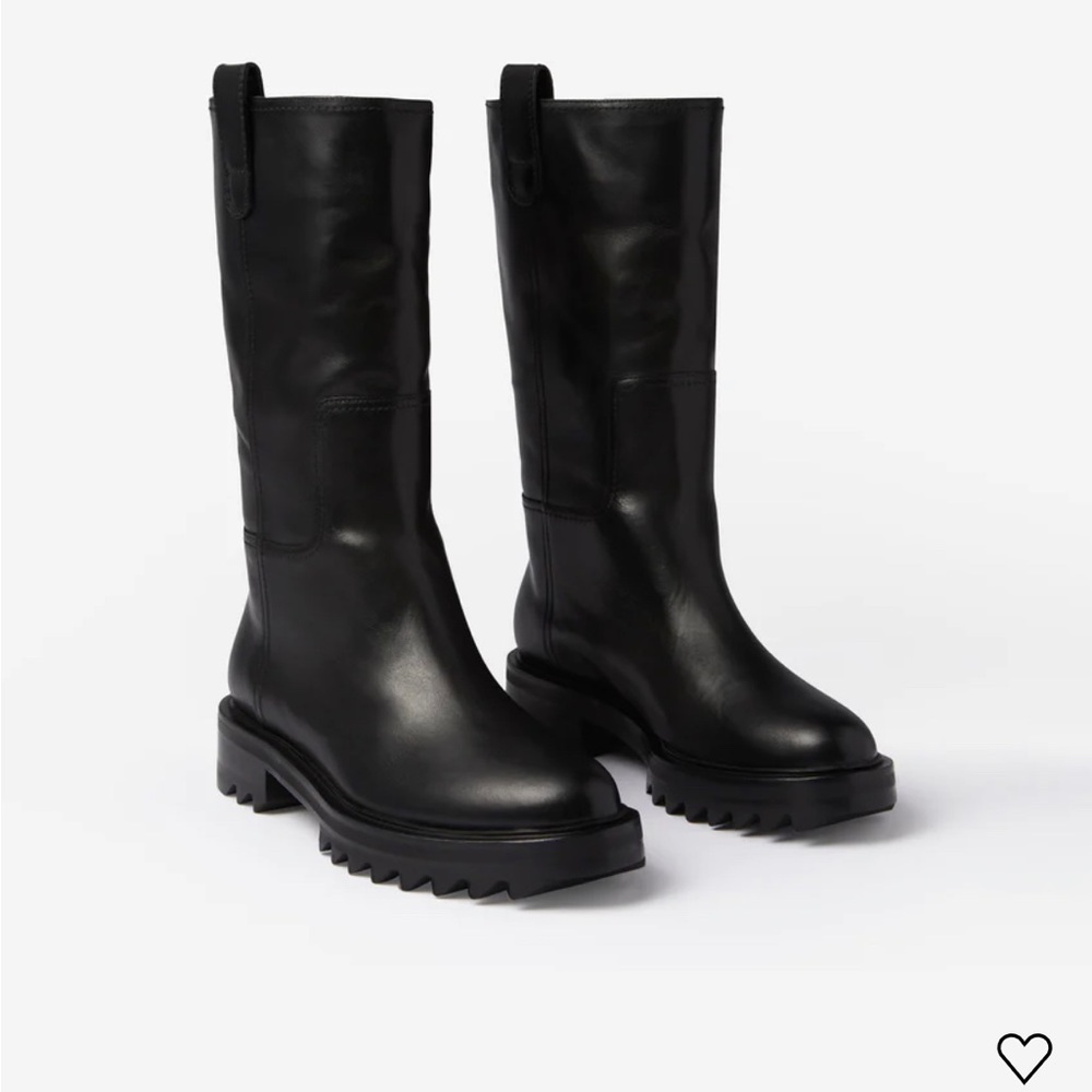 Tamara Mellon Easy Rider Mid Calf 35 Leather Black Boots Size 37.5 - Picture 7 of 11
